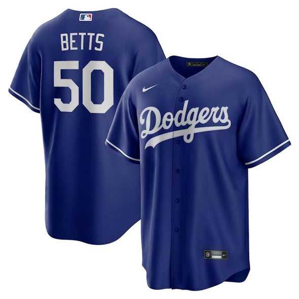 Mens Los Angeles Dodgers #50 Mookie Betts Royal Limited Stitched Jersey Dzhi
